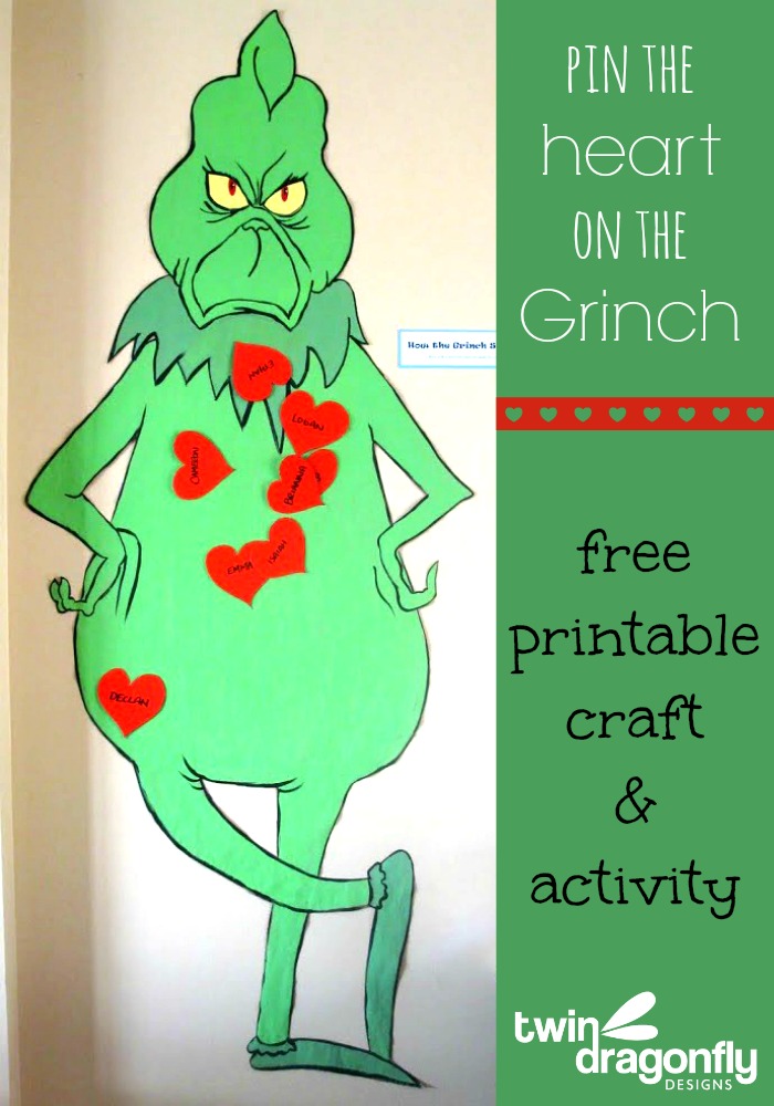 Pin the Heart on the Grinch Activity with free Printable » Dragonfly
