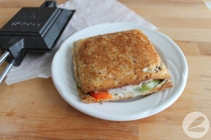 pie iron philly cheesesteak sandwich